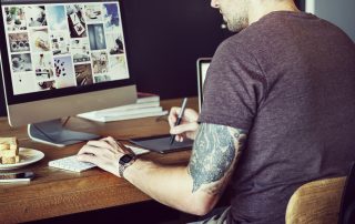 Caucasian man working shoot