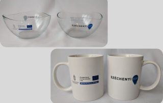 Logózott bögre, üvegtál reklámajándék kivitelben